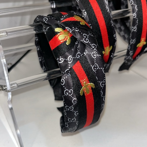 None Accessories - Fabulous Black Red Gold Bee Knotted Headband